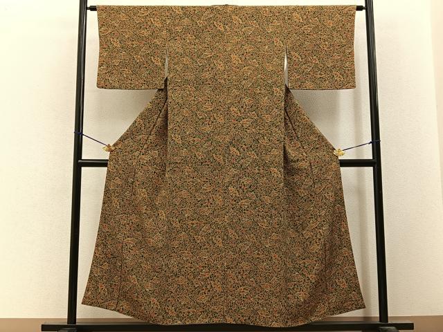 平和屋着物■上質な小紋　扇面風景文　正絹　逸品　BAAY3356hj