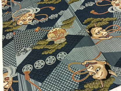 平和屋着物■男性　長襦袢　無双仕立て　能面　金彩　BAAY3360hj