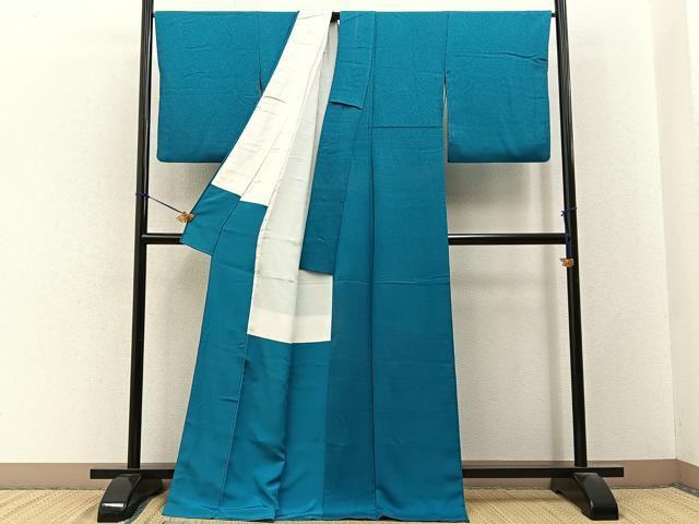 平和屋着物■上質な色無地　納戸色　ロング丈　正絹　逸品　BAAY3362hj
