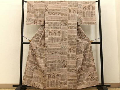 平和屋着物■上質な小紋　更紗花鳥文　金彩　正絹　逸品　BAAY3368hj