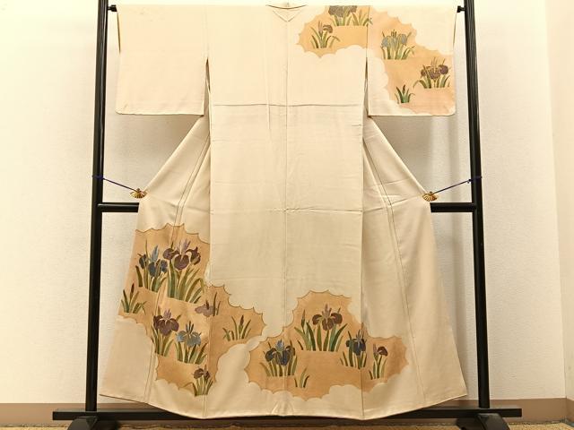 平和屋着物■訪問着　駒刺繍　杜若　金彩　正絹　逸品　BAAY3369hj