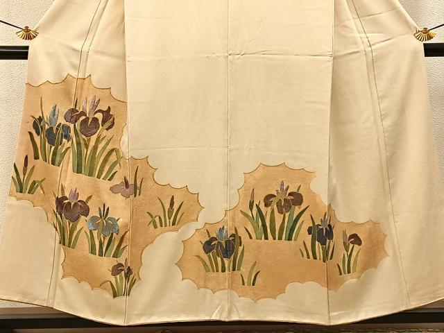 平和屋着物■訪問着　駒刺繍　杜若　金彩　正絹　逸品　BAAY3369hj