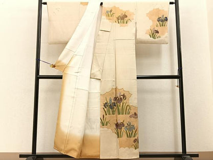 平和屋着物■訪問着　駒刺繍　杜若　金彩　正絹　逸品　BAAY3369hj