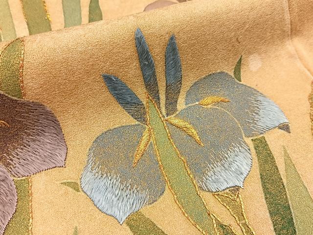 平和屋着物■訪問着　駒刺繍　杜若　金彩　正絹　逸品　BAAY3369hj