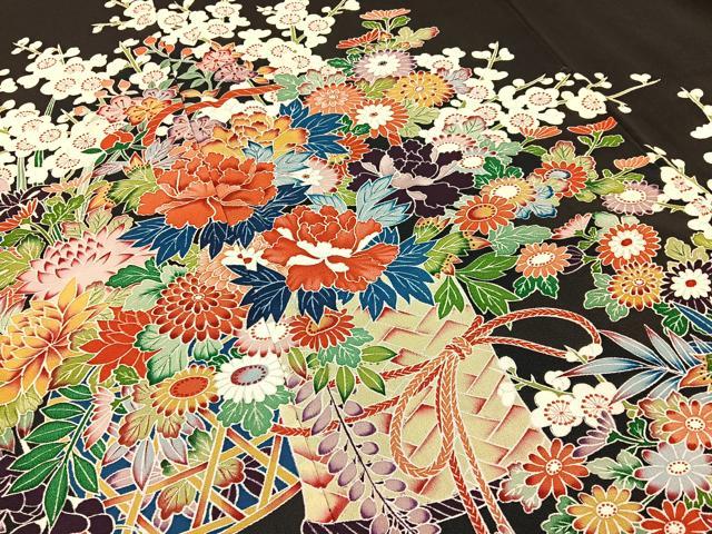 平和屋着物■豪華黒留袖　友禅　作家物　唐子　飾花文　正絹　逸品　BAAY3370hj
