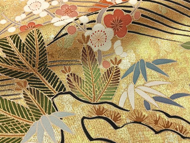 平和屋着物■豪華黒留袖　駒刺繍　松竹梅　流水花文　金銀彩　正絹　逸品　BAAY3372hj