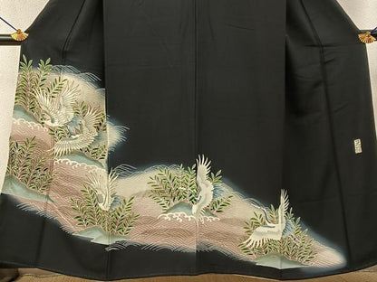 平和屋着物■豪華黒留袖　作家物　流水飛鶴文　暈し染め　金彩　正絹　逸品　BAAY3373hj