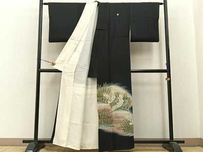 平和屋着物■豪華黒留袖　作家物　流水飛鶴文　暈し染め　金彩　正絹　逸品　BAAY3373hj
