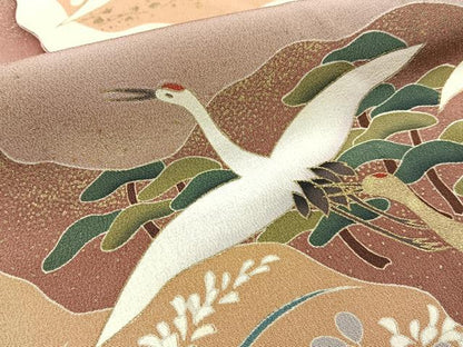 平和屋着物■豪華黒留袖　飛鶴草花文　暈し染め　金彩　正絹　逸品　BAAY3374hj