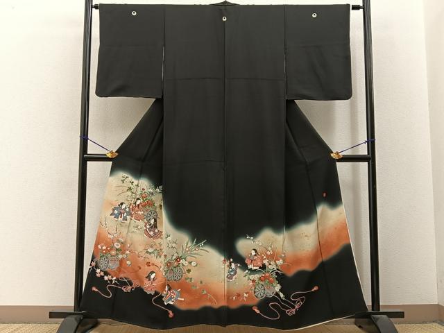 平和屋着物■豪華黒留袖　作家物　童子遊び　暈し染め　金糸　正絹　逸品　BAAY3375hj