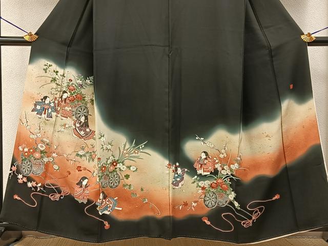 平和屋着物■豪華黒留袖　作家物　童子遊び　暈し染め　金糸　正絹　逸品　BAAY3375hj