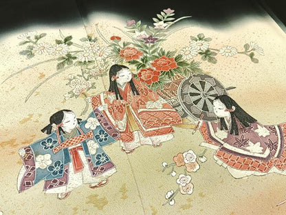 平和屋着物■豪華黒留袖　作家物　童子遊び　暈し染め　金糸　正絹　逸品　BAAY3375hj