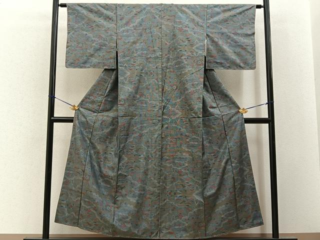 平和屋着物■本場大島紬　7マルキ　風景花文　正絹　逸品　未使用　BAAY3376hj