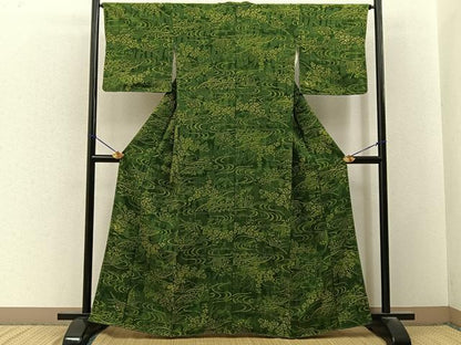 平和屋着物■上質な小紋　ろうけつ染め　流水花文　正絹　逸品　未使用　BAAY3378hj