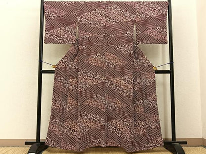 平和屋着物■上質な小紋　更紗花文　正絹　逸品　BAAY3379hj