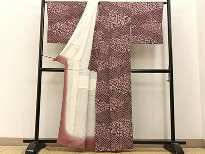 平和屋着物■上質な小紋　更紗花文　正絹　逸品　BAAY3379hj