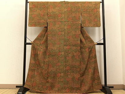 平和屋着物■上質な小紋　切嵌花文　正絹　逸品　BAAY3380hj