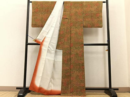 平和屋着物■上質な小紋　切嵌花文　正絹　逸品　BAAY3380hj