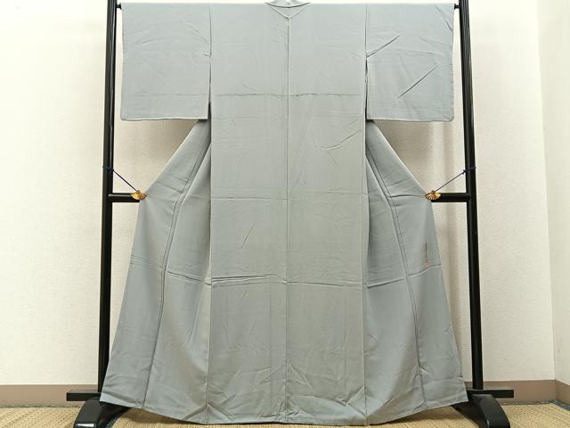 平和屋着物■本草木染作家　圓啓　色無地　薄雲鼠色　正絹　逸品　BAAY3381hj