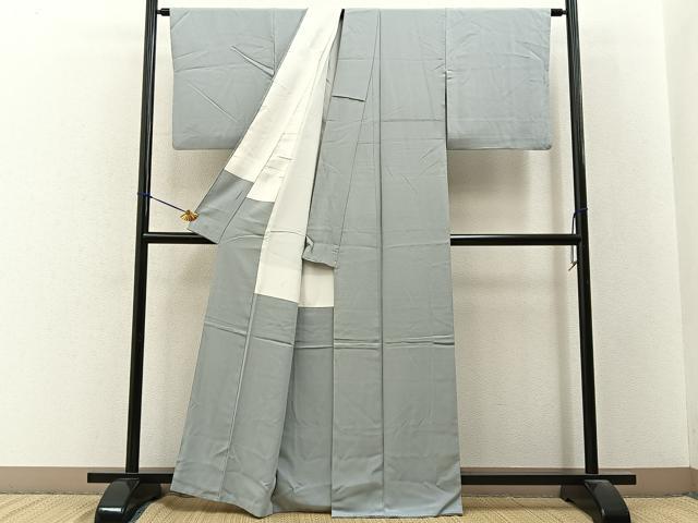 平和屋着物■本草木染作家　圓啓　色無地　薄雲鼠色　正絹　逸品　BAAY3381hj