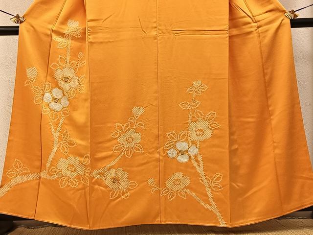 平和屋着物■訪問着　駒刺繍　絞り　枝椿　金彩　正絹　逸品　BAAY3382hj