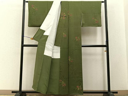 平和屋着物■上質なお召　カトレア　正絹　逸品　BAAY3383hj