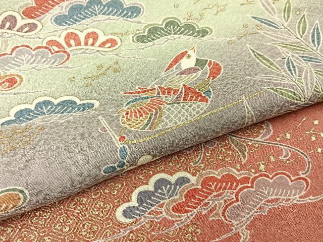 平和屋着物■訪問着　鴛鴦花文　暈し染め　金彩　正絹　逸品　BAAY3384hj