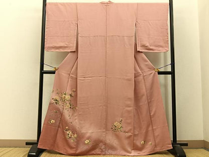 平和屋着物■訪問着　流水花文　暈し染め　金銀彩　正絹　逸品　BAAY3387hj