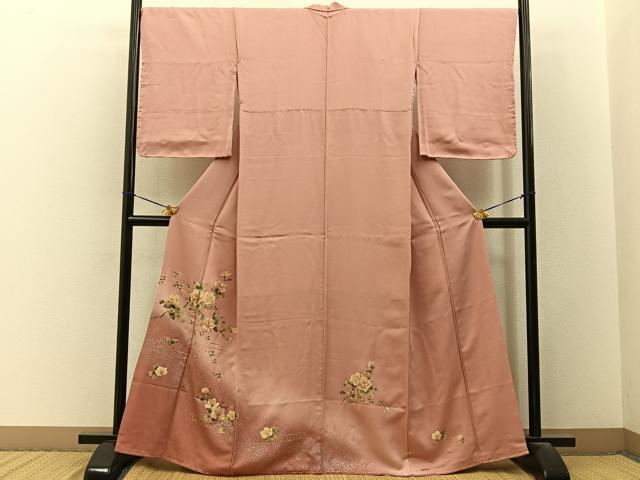 平和屋着物■訪問着　流水花文　暈し染め　金銀彩　正絹　逸品　BAAY3387hj