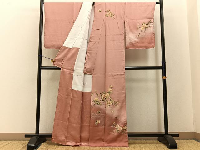 平和屋着物■訪問着　流水花文　暈し染め　金銀彩　正絹　逸品　BAAY3387hj