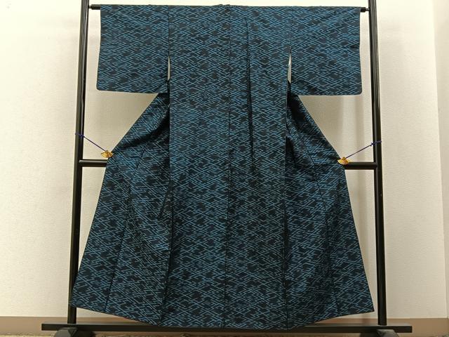 平和屋着物■上質な紬　松皮菱　正絹　逸品　BAAY3388hj