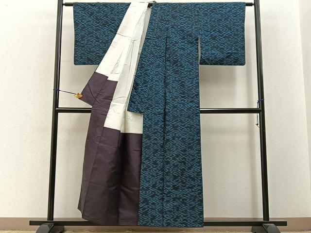 平和屋着物■上質な紬　松皮菱　正絹　逸品　BAAY3388hj