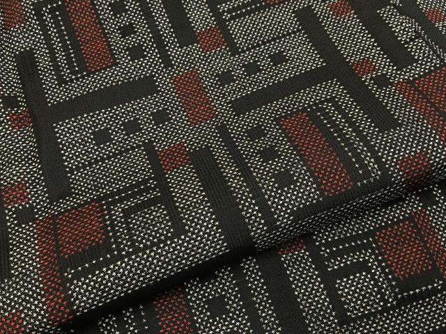 平和屋着物■本場大島紬　7マルキ　幾何学文様　正絹　逸品　未使用　BAAY3389hj