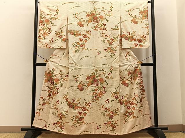 平和屋着物■訪問着　駒刺繍　花車文　金彩　正絹　逸品　BAAY3390hj