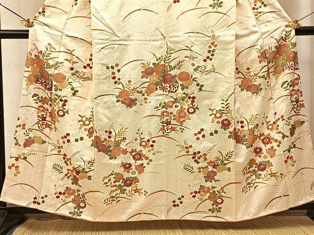 平和屋着物■訪問着　駒刺繍　花車文　金彩　正絹　逸品　BAAY3390hj