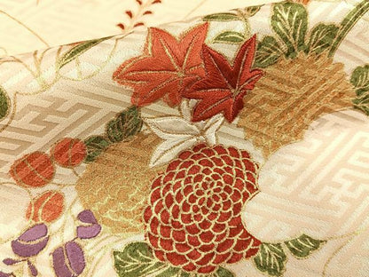 平和屋着物■訪問着　駒刺繍　花車文　金彩　正絹　逸品　BAAY3390hj