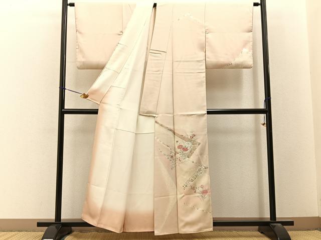 平和屋着物■訪問着　刺繍　牡丹花文　金銀彩　正絹　逸品　BAAY3392hj