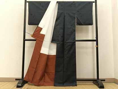 平和屋着物■本場大島紬　9マルキ　草花文　正絹　逸品　BAAY3394hj