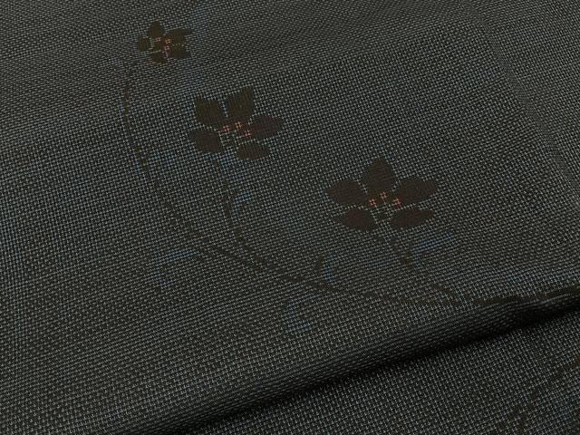 平和屋着物■本場大島紬　9マルキ　草花文　正絹　逸品　BAAY3394hj