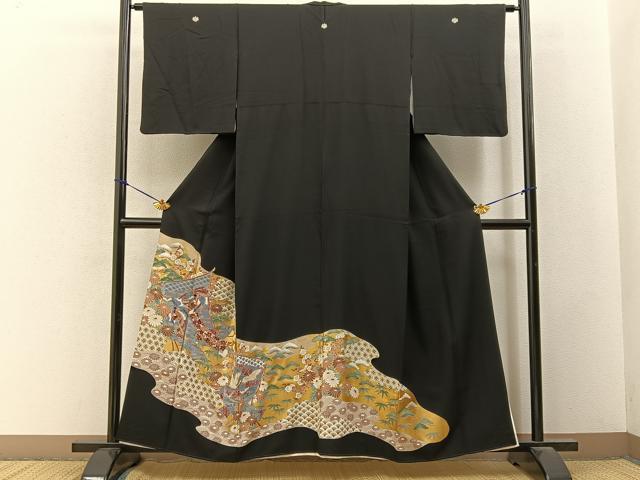 平和屋着物■豪華黒留袖　几帳花鳥文　金彩　正絹　逸品　BAAY3396hj