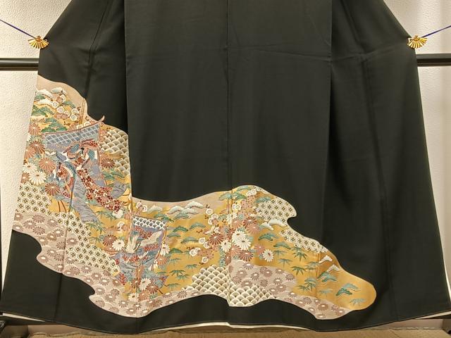 平和屋着物■豪華黒留袖　几帳花鳥文　金彩　正絹　逸品　BAAY3396hj