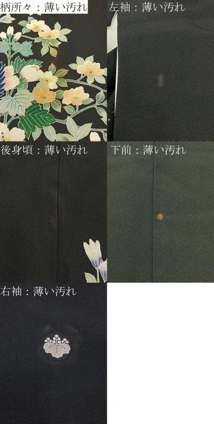 平和屋着物■豪華黒留袖　友禅　作家物　花鳥文　正絹　逸品　BAAY3398hj
