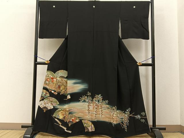 平和屋着物■豪華黒留袖　駒刺繍　平安人物文　暈し染め　金彩　正絹　逸品　BAAY3400hj