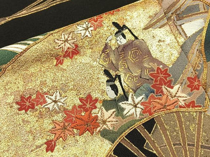平和屋着物■豪華黒留袖　駒刺繍　平安人物文　暈し染め　金彩　正絹　逸品　BAAY3400hj