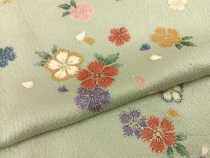 平和屋着物■上質な小紋　舞桜文　金彩　正絹　逸品　BAAY3401hj