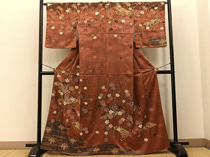 平和屋着物■訪問着　駒刺繍　花筏　暈し染め　金彩　正絹　逸品　BAAY3402hj