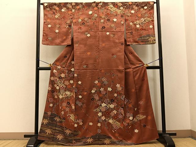 平和屋着物■訪問着　駒刺繍　花筏　暈し染め　金彩　正絹　逸品　BAAY3402hj