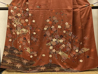 平和屋着物■訪問着　駒刺繍　花筏　暈し染め　金彩　正絹　逸品　BAAY3402hj