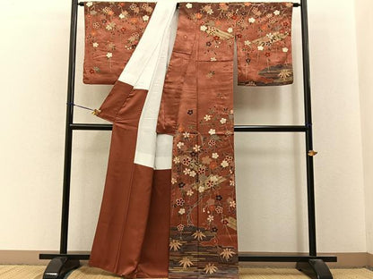 平和屋着物■訪問着　駒刺繍　花筏　暈し染め　金彩　正絹　逸品　BAAY3402hj