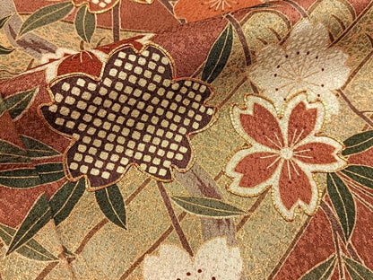 平和屋着物■訪問着　駒刺繍　花筏　暈し染め　金彩　正絹　逸品　BAAY3402hj
